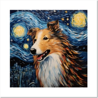 Rough Collie Starry Night Posters and Art